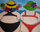 Schilderij gemaakt tijdens de workshop Dikke Dames schilderen