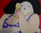 Schilderij gemaakt tijdens de workshop Dikke Dames schilderen