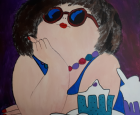Schilderij gemaakt tijdens de workshop Dikke Dames schilderen