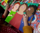 Schilderij gemaakt tijdens de workshop Dikke Dames schilderen