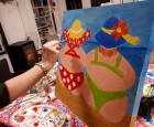 Schilderij gemaakt tijdens de workshop Dikke Dames schilderen