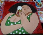 Schilderij gemaakt tijdens de workshop Dikke Dames schilderen