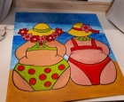 Schilderij gemaakt tijdens de workshop Dikke Dames schilderen